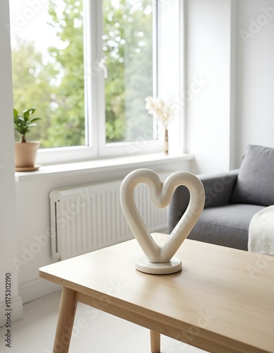 Elegant Heart Sculpture for Minimalist Living Room Décor create with ai