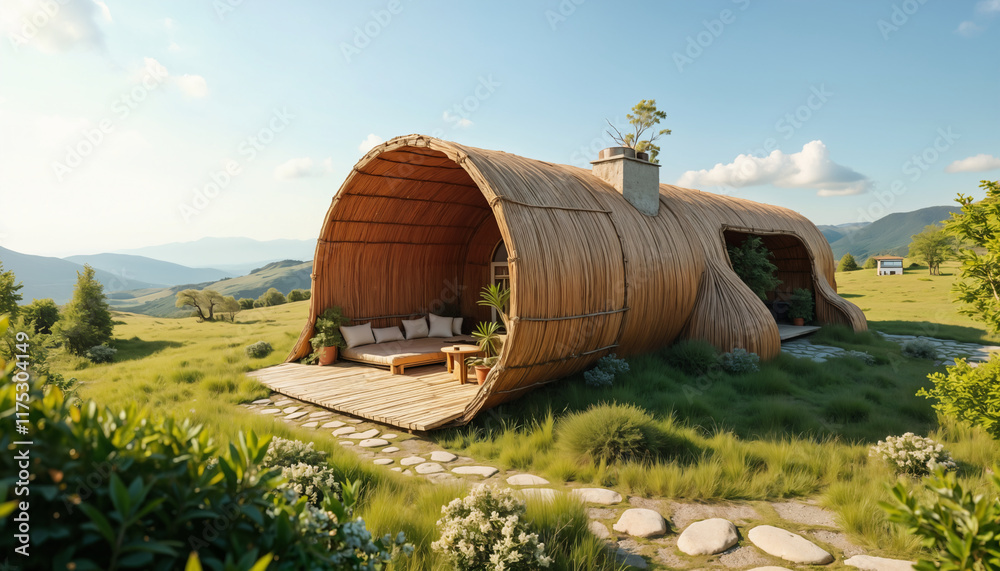 Modern Bamboo House in Scenic Landscape Modern Bamboo House in Scenic Landscape