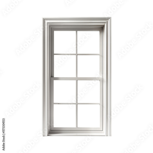 Traditional white window isolated on transparent background.