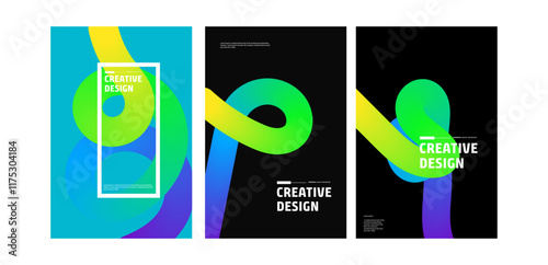 "Minimal abstract gradient covers". Colorful covers design set. wave fun bg. Applicable for design covers, pentation, magazines, flyers, reports, posters and business cards. Vector illustration