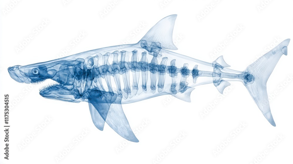 Obraz premium Unique X-ray Image of a Shark Skeleton Revealing Intricate Bone Structure in Stunning Detail