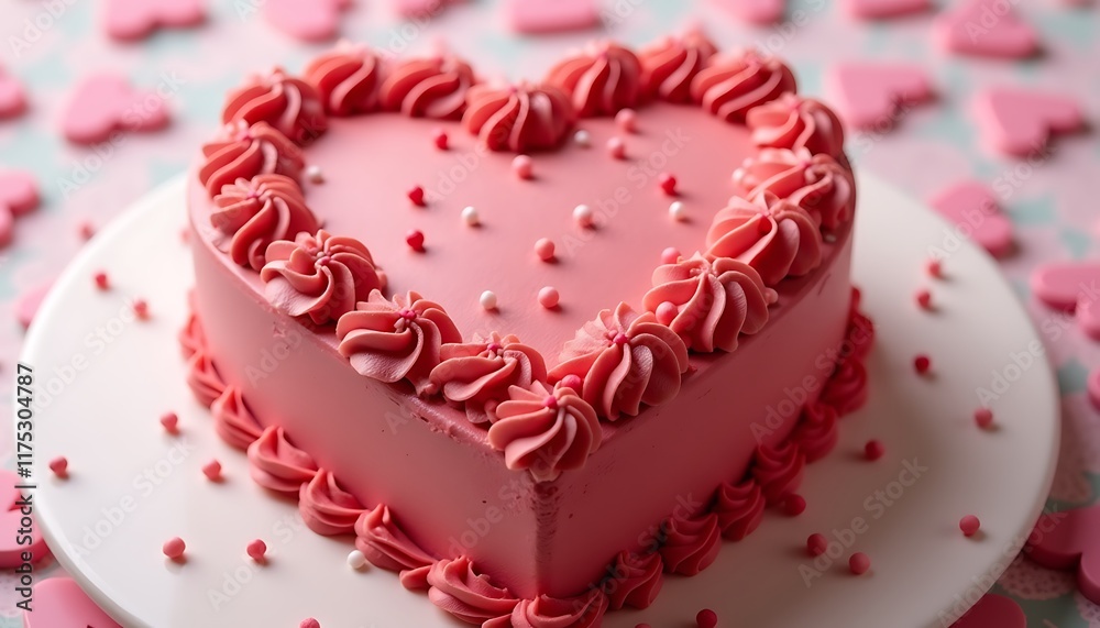 Heart-shaped cake with pink frosting Heart-shaped cake with pink frosting
