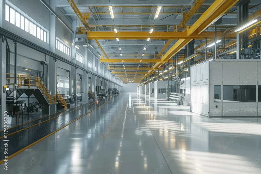 Modern Factory Interior with LargeScale Production Lines and Technology Modern Factory Interior with LargeScale Production Lines and Technology