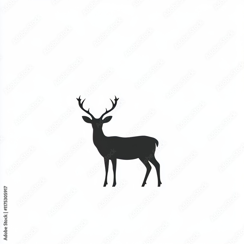 Obraz premium Silhouette of a graceful deer in modern style against a white backdrop