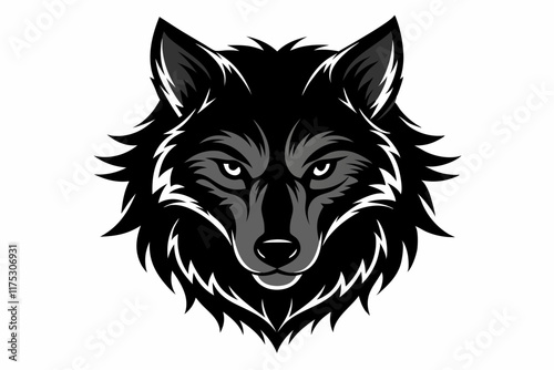 wolf head icon, wolf head simple logo vector silhouette. A wolf head flat logo illustration on transparent background. 