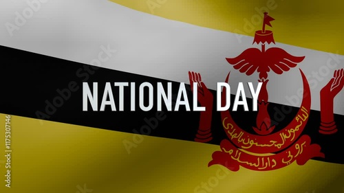 Brunei National Day with waving flag background