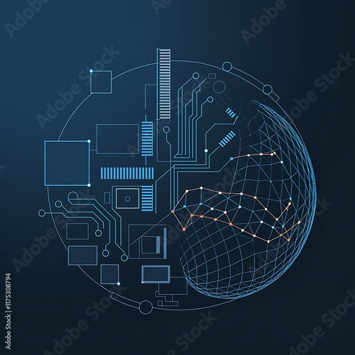 A futuristic digital globe with circuits, data points, and interconnected systems symbolizing global tech integration.