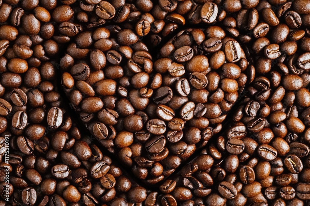 Fototapeta premium Coffee Beans Arranged In A Heart Shape