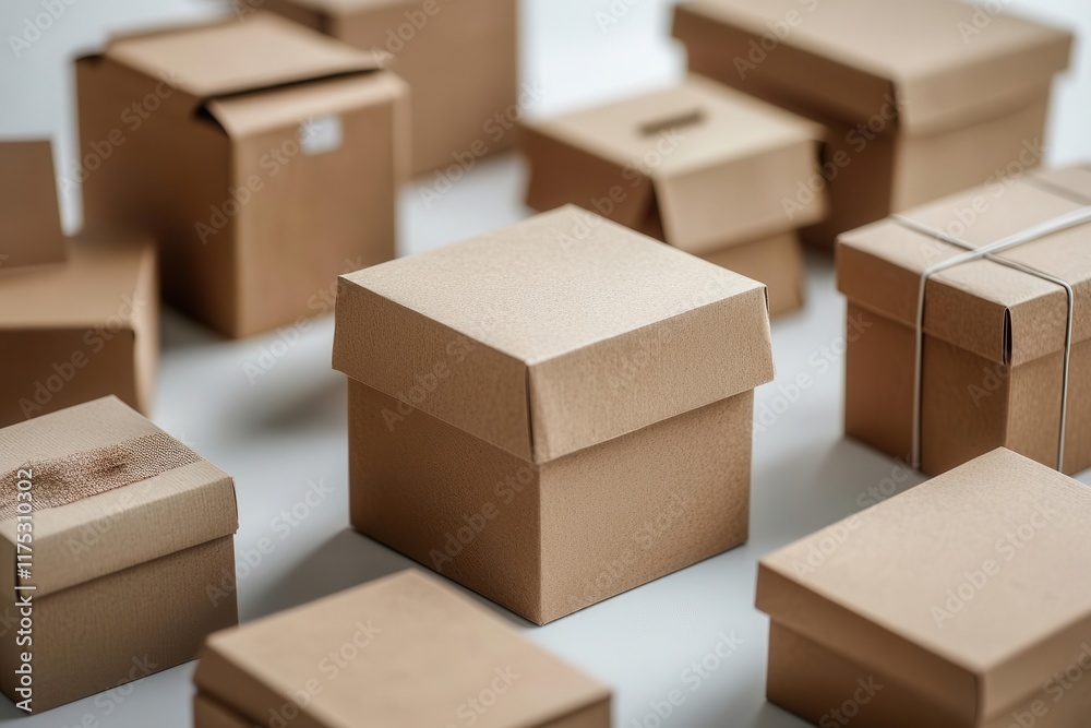 cardboard boxes isolated on a pure white background showcasing varying sizes and shapes ideal for logistics shipping or storage visuals in a clean organized manner cardboard boxes isolated on a pure white background showcasing varying sizes and shapes ideal for logistics shipping or storage visuals in a clean organized manner