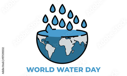 World Water Day is an annual observance day that highlights the importance of freshwater. The day is used to advocate for the sustainable management of freshwater resources. Vector illustration.