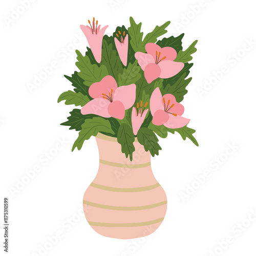 Cute flowers in vase isolated icon vector illustration design vector illustration design