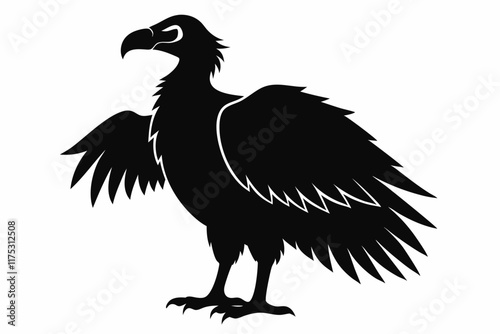 Big griffon vulture flying vector silhouette. Vulture silhouette vector illustration. Vulture silhouette vector. Vulture silhouette line art
