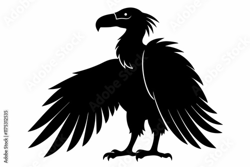 Big griffon vulture flying vector silhouette. Vulture silhouette vector illustration. Vulture silhouette vector. Vulture silhouette line art
