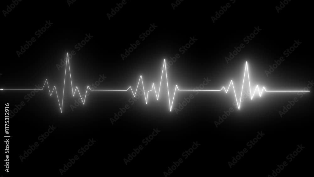  neon line Human heart with  digital red and blue heart pulse line. Illustration of the heartbeat and pulse rate signal of an abstract neon energy. on dark background with. Heart health, concept