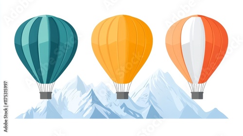 Wallpaper Mural Three Colorful Hot Air Balloons Soaring Over Majestic Mountains Torontodigital.ca