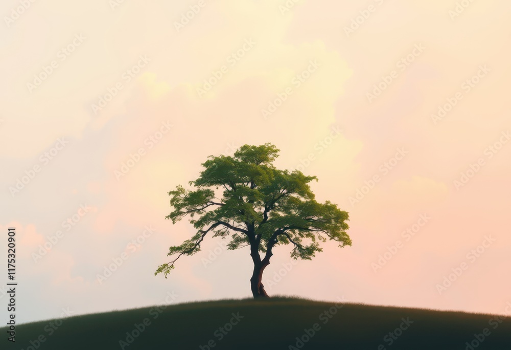 Obraz premium a lone tree on a hill