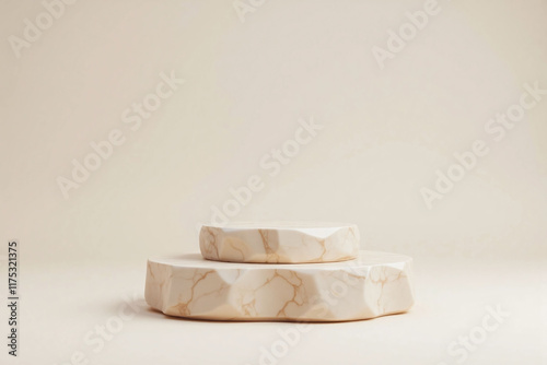 beautifully designed three tiered pedestal beige stone texture photo