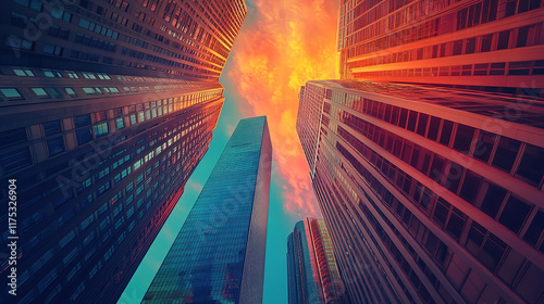 Skyscrapers Under a Colorful Sunset