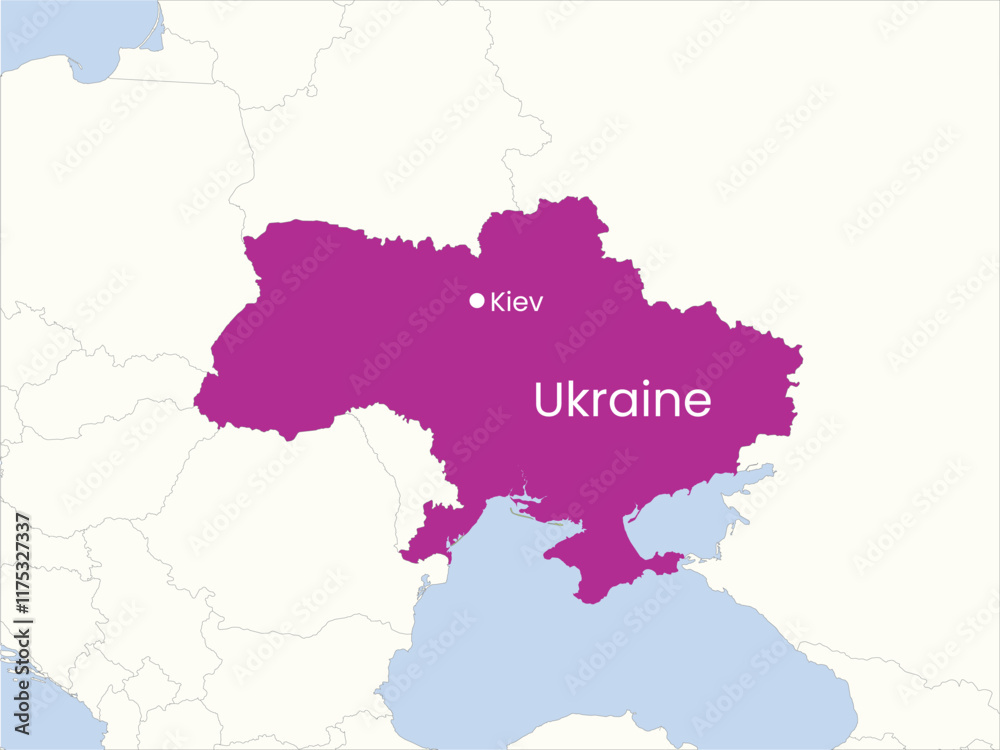 Obraz premium High detailed map of Ukraine. Outline map of Ukraine. Europe