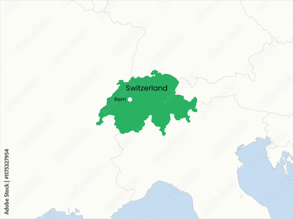Fototapeta premium High detailed map of Switzerland. Outline map of Switzerland. Europe
