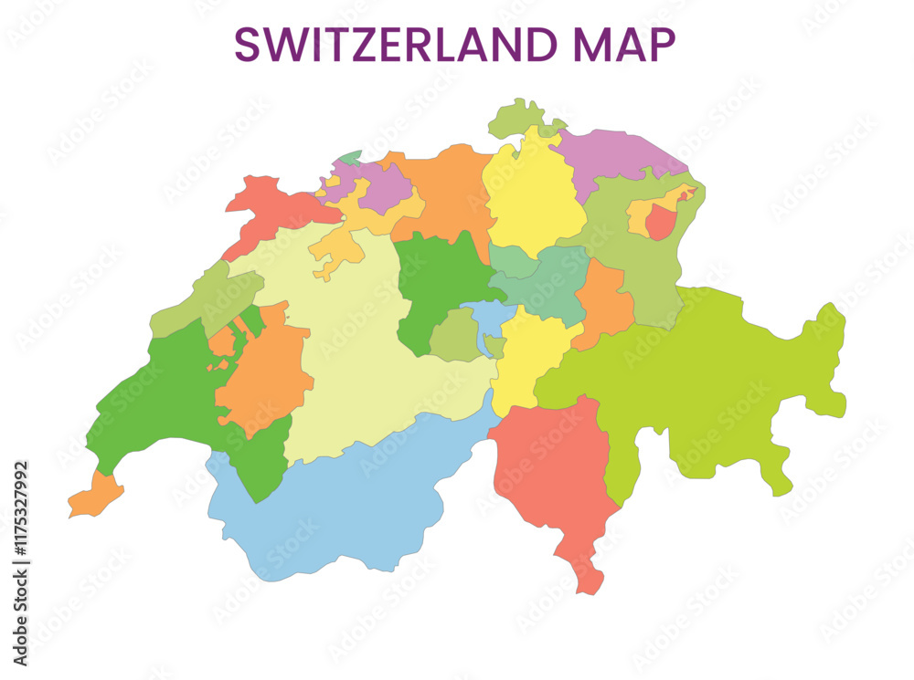 High detailed map of Switzerland. Outline map of Switzerland. Europe High detailed map of Switzerland. Outline map of Switzerland. Europe