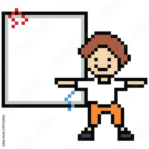 Cute cartoon pixel character cute man exercises training aerobic dance lifestyle music decoration life style 8 bit male boy dance with music game 8bit fitness isolated background PNG vector.