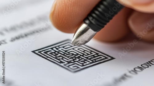 Fingerprint with QR code being scanned photo