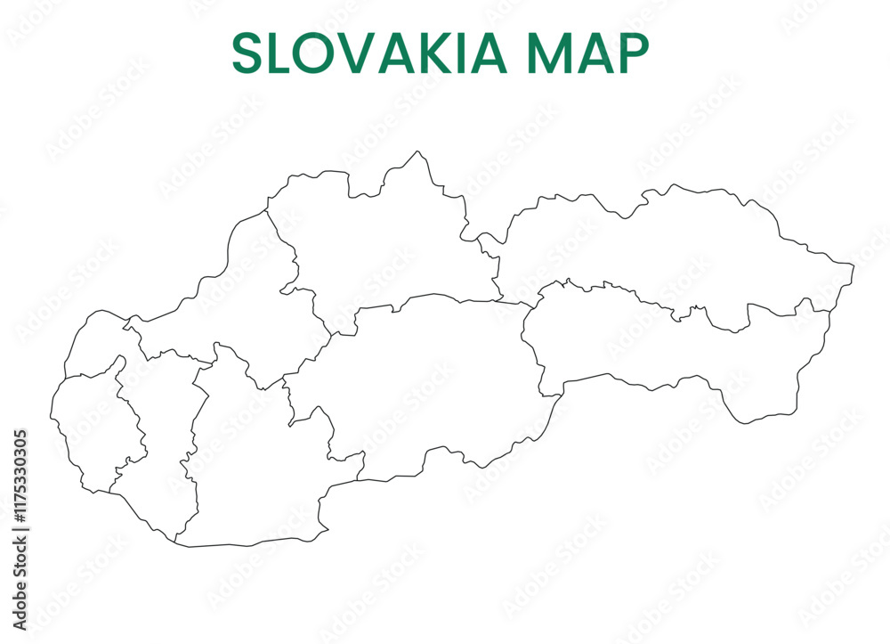 High detailed map of Slovakia. Outline map of Slovakia. Europe High detailed map of Slovakia. Outline map of Slovakia. Europe