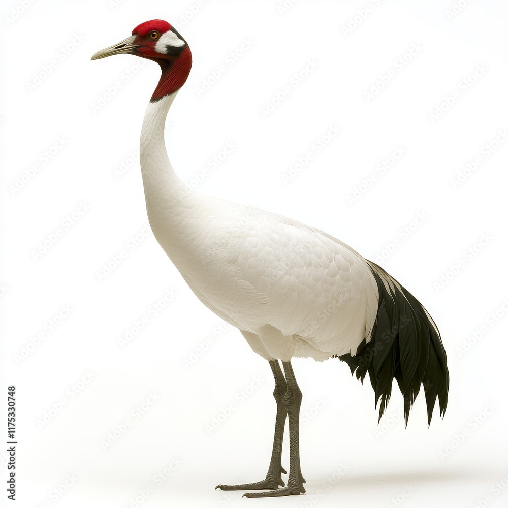 Naklejka premium Graceful red-crowned crane in a high-resolution image, set against a transparent background