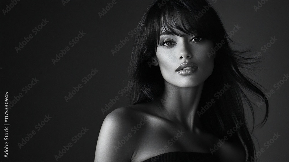Monochromatic Elegance: A Stunning Black and White Portrait of a Woman Monochromatic Elegance: A Stunning Black and White Portrait of a Woman