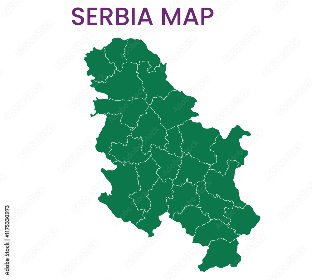 Obraz premium High detailed map of Serbia. Outline map of Serbia. Europe