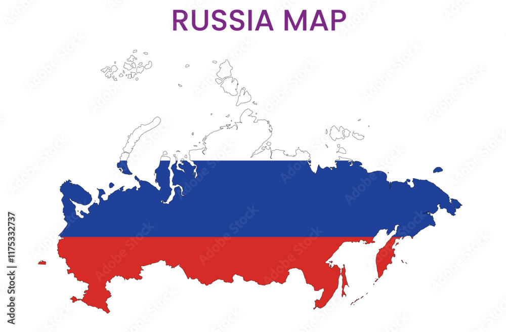 Fototapeta premium High detailed map of Russia. Outline map of Russia. Europe