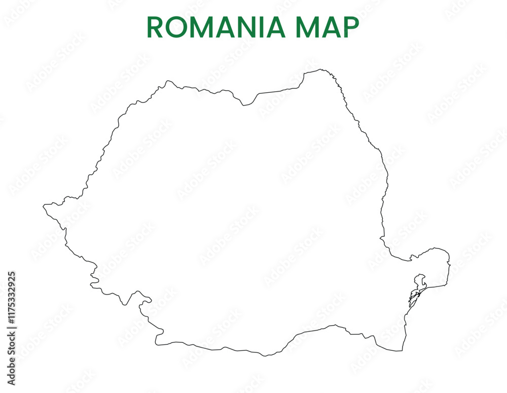 High detailed map of Romania. Outline map of Romania. Europe High detailed map of Romania. Outline map of Romania. Europe