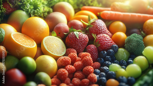 Vibrant Assortment of Fresh Fruits and Vegetables