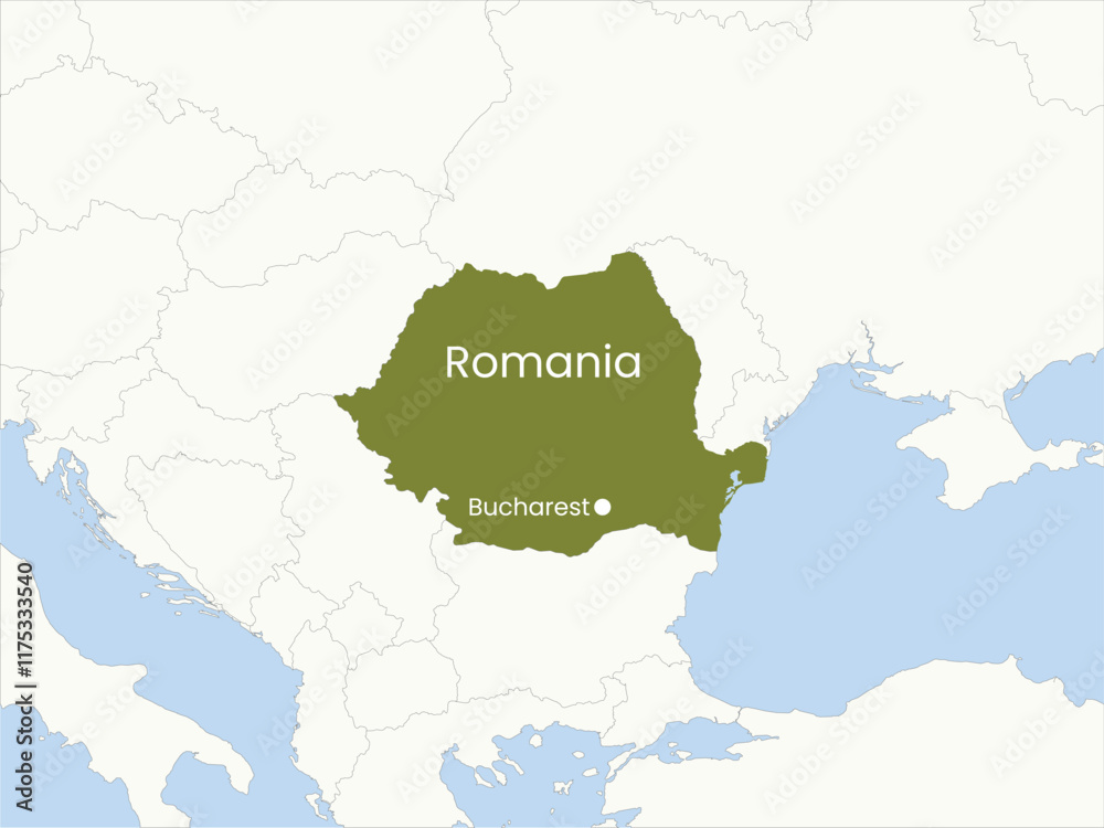 Fototapeta premium High detailed map of Romania. Outline map of Romania. Europe