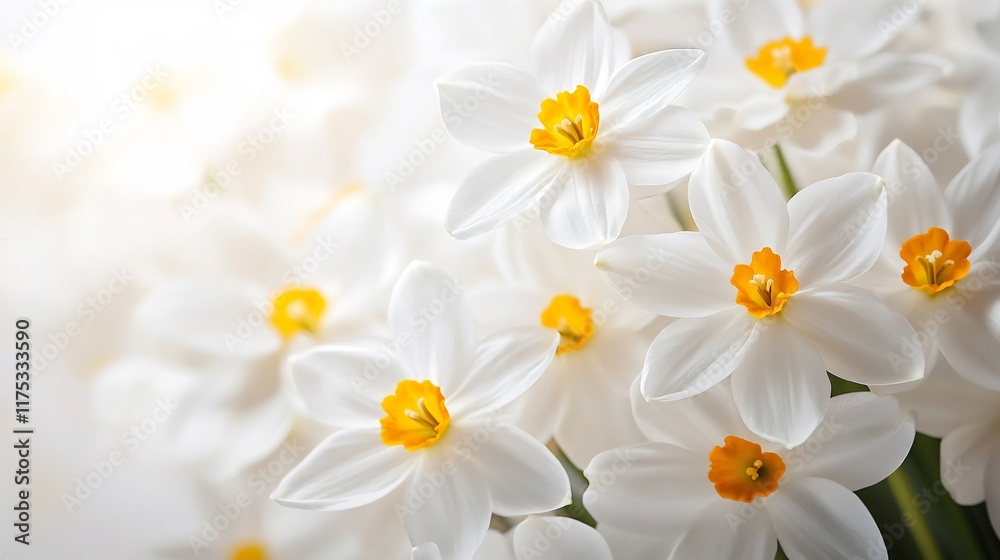 A Bouquet of Delicate White Daffodils, Springtime Blooms A Bouquet of Delicate White Daffodils, Springtime Blooms