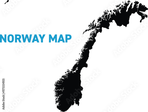 High detailed map of Norway. Outline map of Norway. Europe