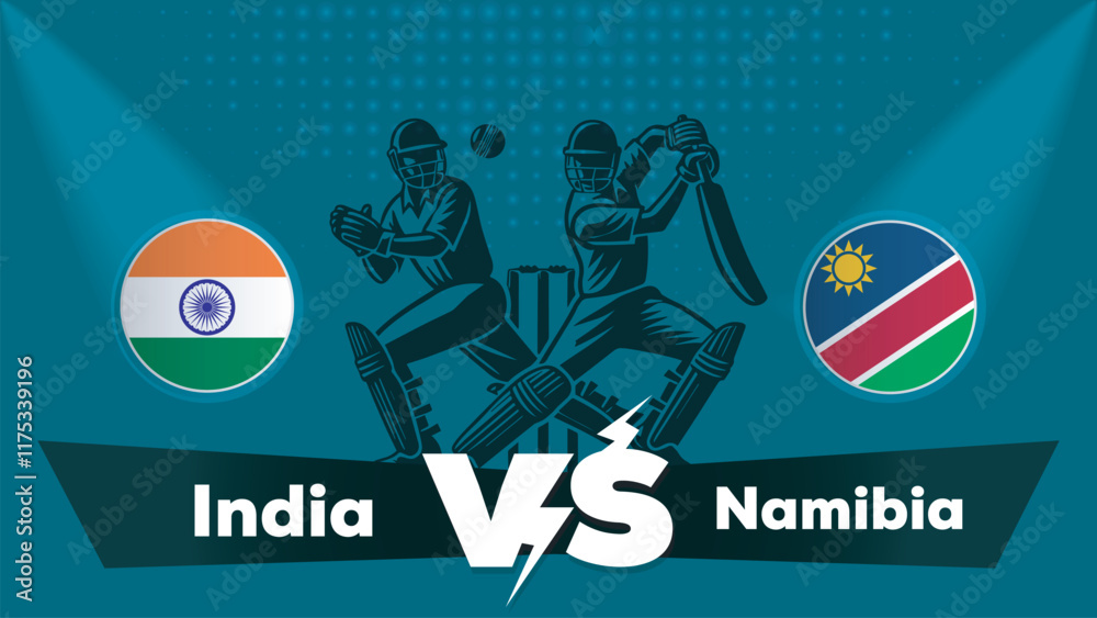 Fototapeta premium India VS Namibia , Namibia Vs India cricket match , Cricket match concept with creative illustration.eps
