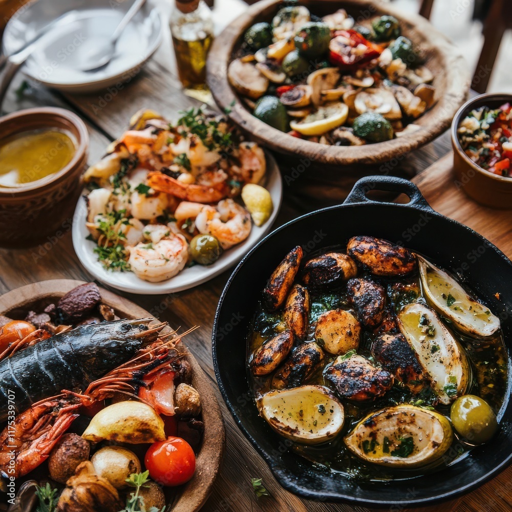 Grilled Seafood & Vegetable Platter: A Delicious & Aromatic Spread Grilled Seafood & Vegetable Platter: A Delicious & Aromatic Spread
