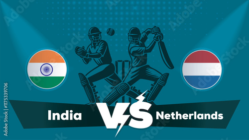 India VS Netherlands , Netherlands Vs India cricket match , Cricket match concept with creative illustration.eps