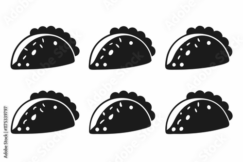 Tacos icon set. Taco icon vector illustration glyph style. Food icon set. Pro Vector. Taco set with tortilla shell Mexican lunch flat vector icon