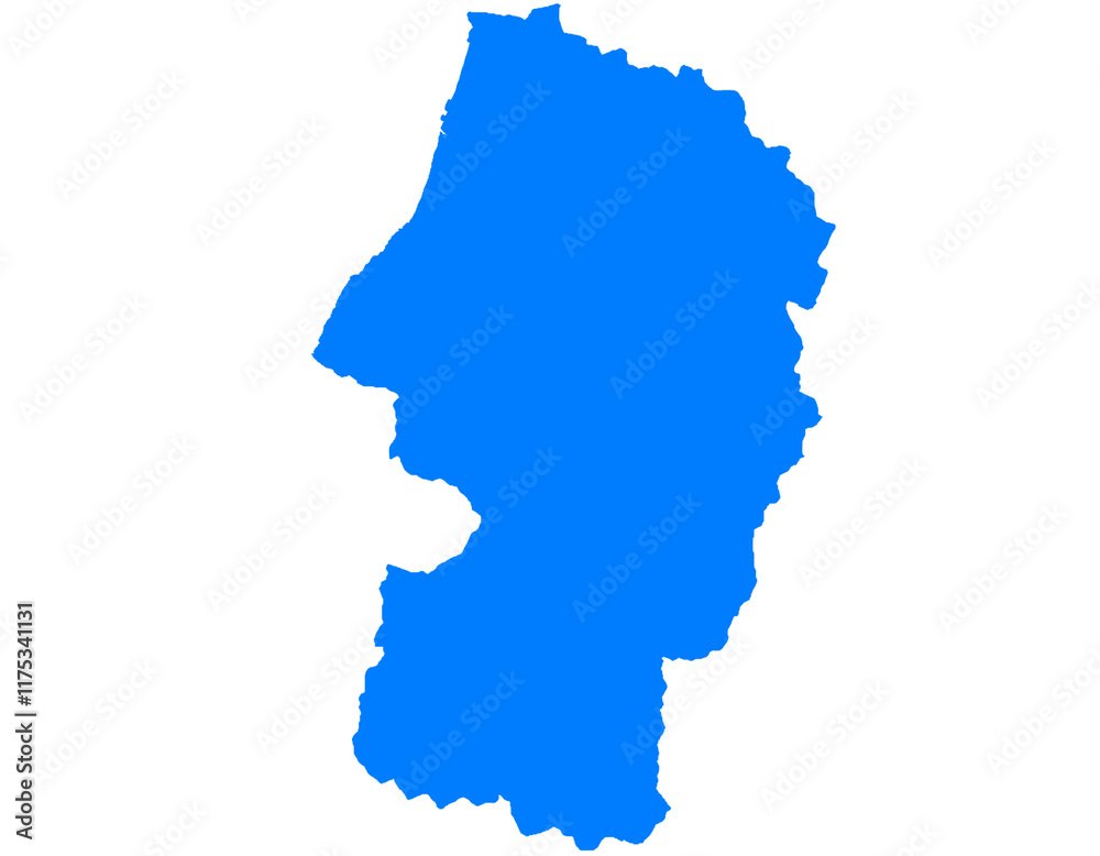 山形県　地図　ブルー　イラスト