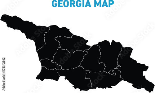 High detailed map of Georgia. Outline map of Georgia. Europe