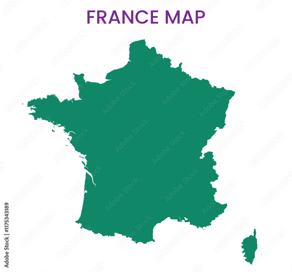High detailed map of France. Outline map of France. Europe High detailed map of France. Outline map of France. Europe