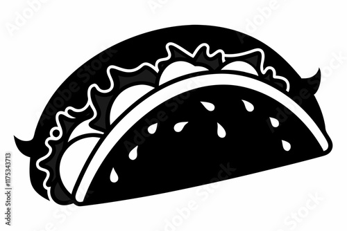 Tacos food silhouette illustration black and white. Tacos silhouettes on a white background vector illustration linocut

