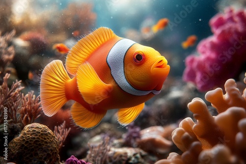 A vibrant 3D illustration of Krabi coral reefs, showcasing marine life in bright and playful detail