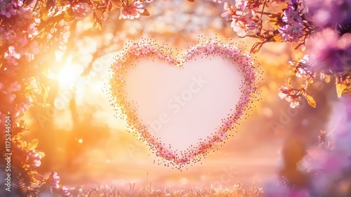 Heart-shaped blossom in a sunlit spring garden