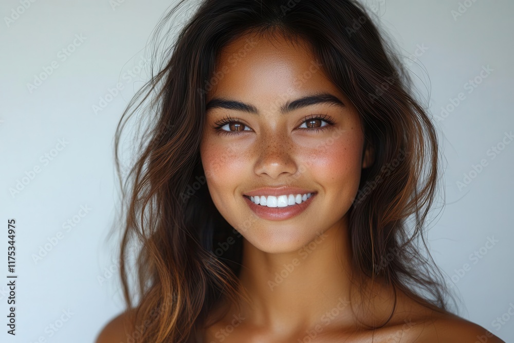 closeup portrait of a radiant young asian indian woman beaming with a bright smile that highlights her perfect teeth against a pristine white background ideal for a dental advertisement closeup portrait of a radiant young asian indian woman beaming with a bright smile that highlights her perfect teeth against a pristine white background ideal for a dental advertisement