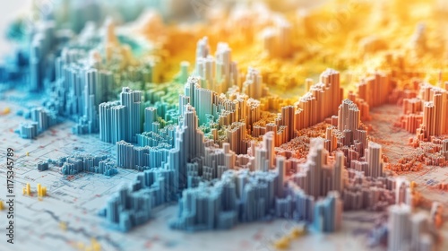 Abstract Cityscape: A Colorful 3D Topographical Representation
