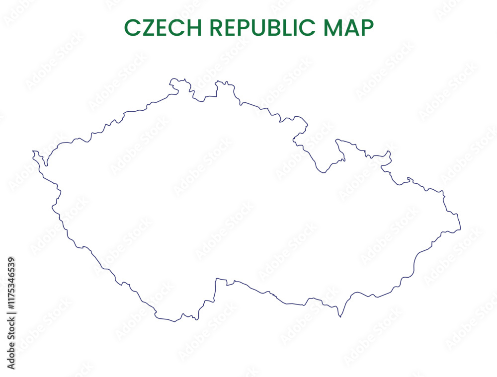 High detailed map of Czech Republic. Outline map of Czech Republic. Europe High detailed map of Czech Republic. Outline map of Czech Republic. Europe
